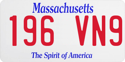 MA license plate 196VN9