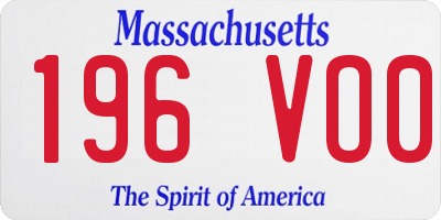 MA license plate 196VO0