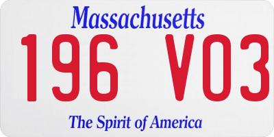 MA license plate 196VO3