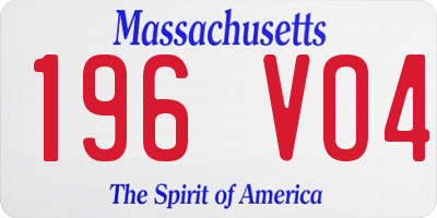 MA license plate 196VO4