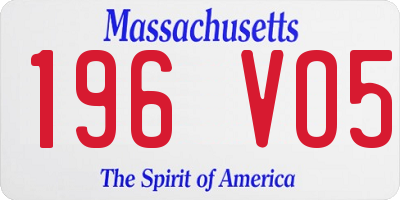 MA license plate 196VO5