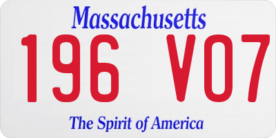 MA license plate 196VO7