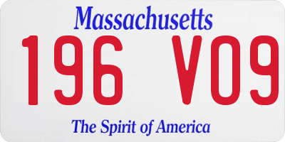 MA license plate 196VO9