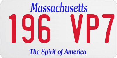 MA license plate 196VP7