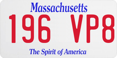 MA license plate 196VP8