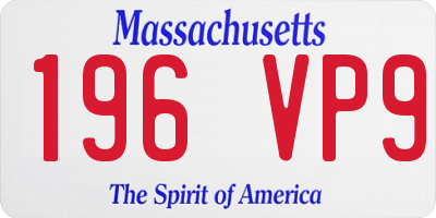 MA license plate 196VP9