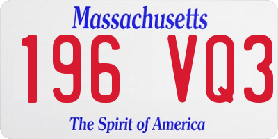 MA license plate 196VQ3