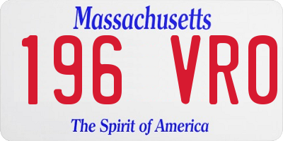 MA license plate 196VR0