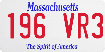 MA license plate 196VR3