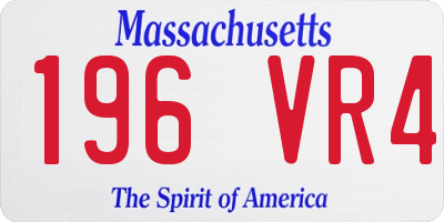 MA license plate 196VR4
