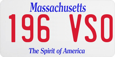 MA license plate 196VS0