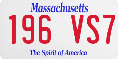 MA license plate 196VS7