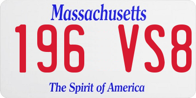 MA license plate 196VS8
