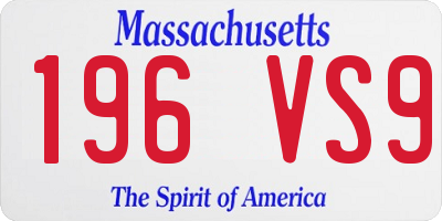 MA license plate 196VS9