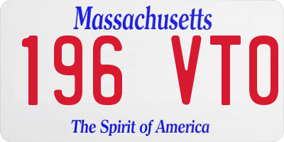 MA license plate 196VT0