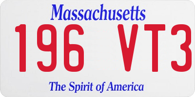 MA license plate 196VT3