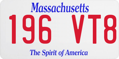 MA license plate 196VT8