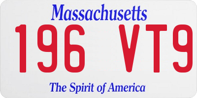 MA license plate 196VT9