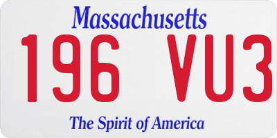MA license plate 196VU3