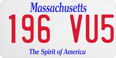 MA license plate 196VU5