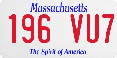 MA license plate 196VU7