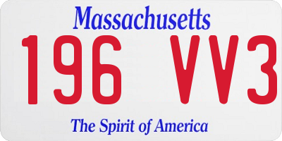 MA license plate 196VV3