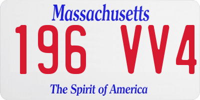 MA license plate 196VV4