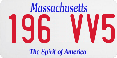 MA license plate 196VV5