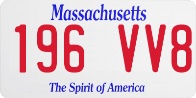 MA license plate 196VV8