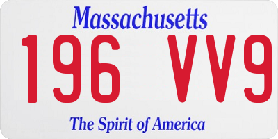 MA license plate 196VV9