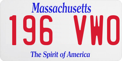 MA license plate 196VW0