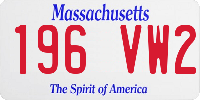 MA license plate 196VW2