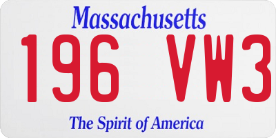 MA license plate 196VW3