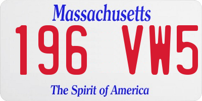 MA license plate 196VW5