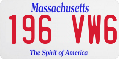 MA license plate 196VW6