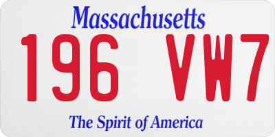 MA license plate 196VW7