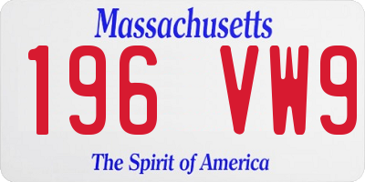 MA license plate 196VW9