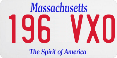 MA license plate 196VX0