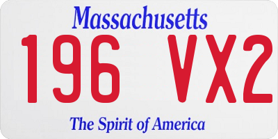 MA license plate 196VX2