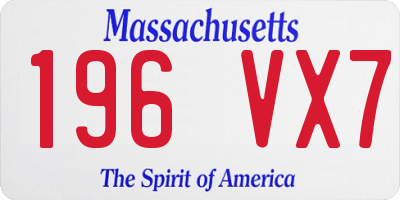 MA license plate 196VX7