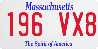 MA license plate 196VX8