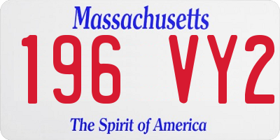 MA license plate 196VY2