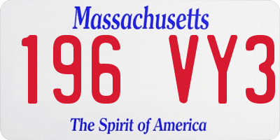 MA license plate 196VY3