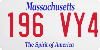 MA license plate 196VY4