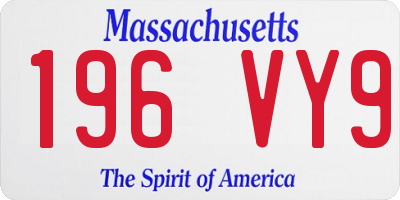 MA license plate 196VY9
