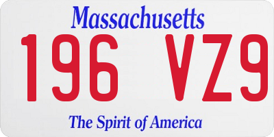 MA license plate 196VZ9
