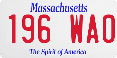 MA license plate 196WA0