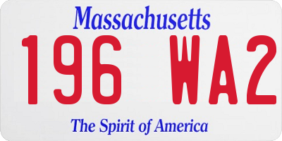 MA license plate 196WA2