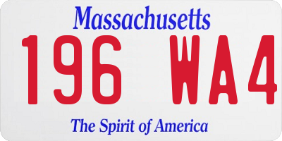 MA license plate 196WA4