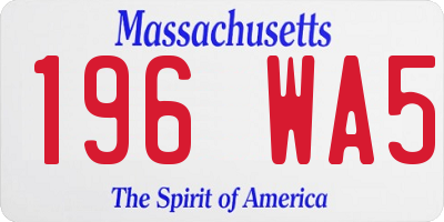 MA license plate 196WA5